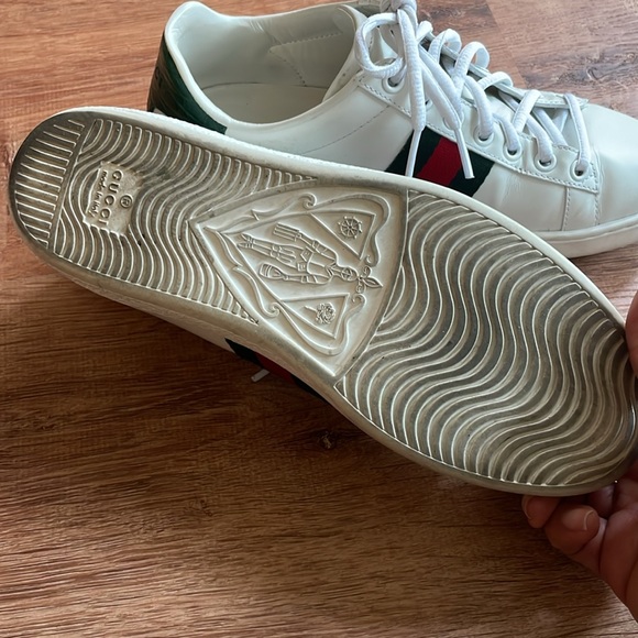 Gucci White Green & Red Web Ace Leather Lace Up Low Top Sneakers 36 - Picture 5 of 5